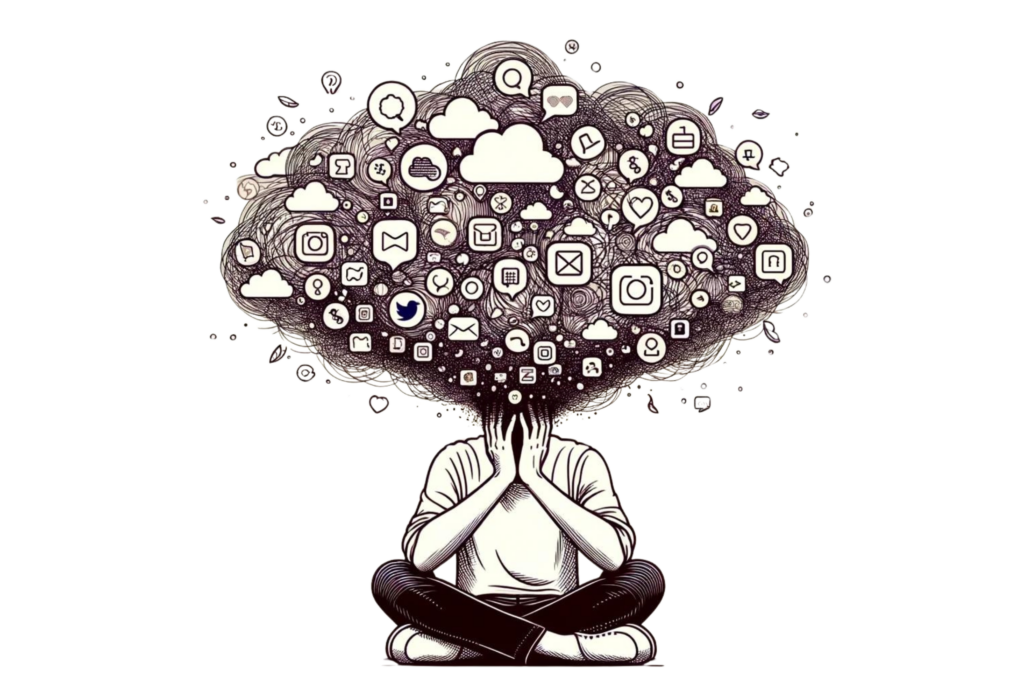 Illustration representing if you want to learn how to be happy then you need to cut down on social media