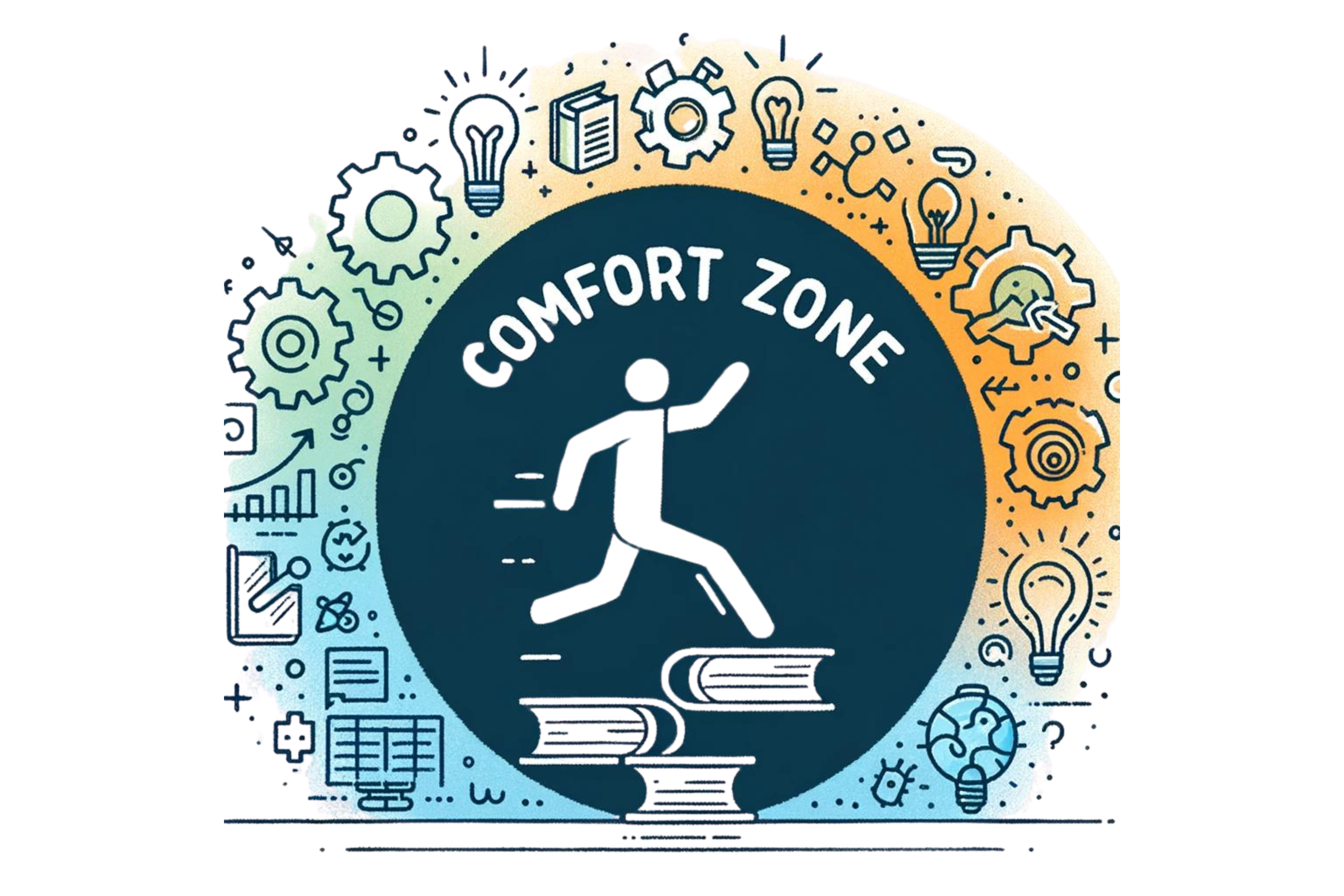 An illustration that represents stepping outside of your comfort zone is the key to learning how to develop a growth mindset