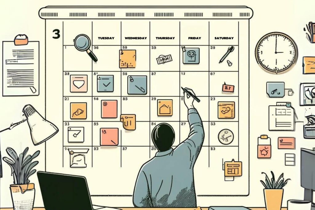 An illustration of a figure practicing how to stay organised