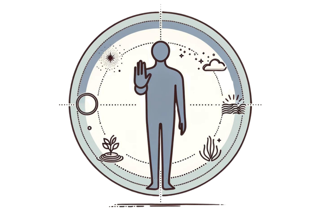 An illustration representing setting clear boundaries is key to improving wellbeing