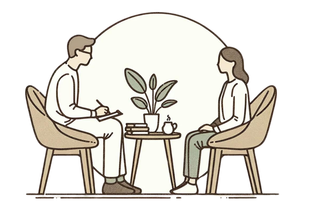 An illustration of a counselling session for improving self-esteem